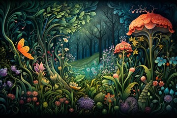 Wall Mural - whimsical fantasy garden