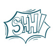 shh sleep comic pop cloud text emotional speech sound vector hand drawn doodle