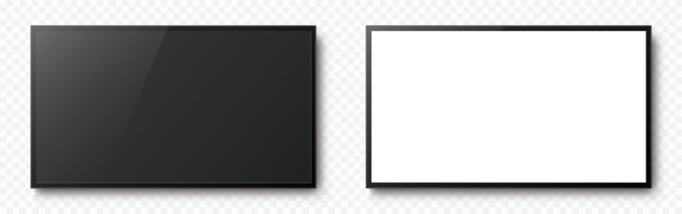 Wall Mural - empty led television. modern lcd tv. realistic lcd monitor. tv screen with shadow on transparent bac