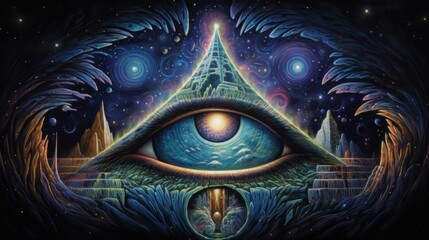 Eye of Providence. Masonic symbol. All-seeing eye. Sacred geometry, religion, spirituality, occultism