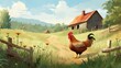 A chicken on a farm.