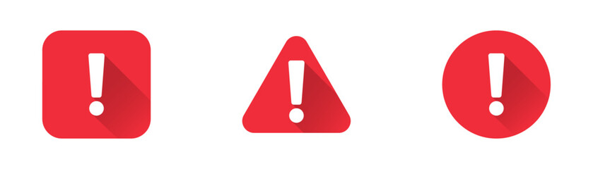 warning sign icon. red attention sign line icons set with shadow. notice icon symbol. vector stock i