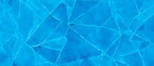 Abstract Ice Texture Background With Translucent Triangles In Light Blue Colors. Blue Abstract Background Of Squares And Abstract Background In The Form Of Polygons With Blue White Gradient Copy Space