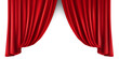 Red realistic luxury curtain cornice decor domestic fabric interior drapery textile lambrequin, velvet illustration isolated on transparent background. Generative AI