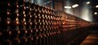 wine racks are lined up in a wine cellar Generative AI