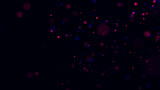 Fototapeta Przestrzenne - Abstract dust particles with blue and red light on dark background. Science backdrop with moving glittering dots. Flying particles with effect bokeh. 3d rendering.