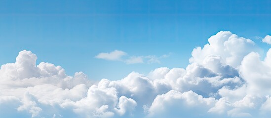 Poster - Clouds that are fluffy floating in the sky which is painted blue