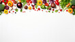 © Sun - Top view vegetable category with plain white background and warm light for advertise and presentation. Created using generative AI.