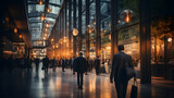 Fototapeta Fototapeta Londyn - time lapse of people walking in the city at night