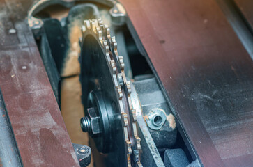 Canvas Print - Installing circular saw on a circular saw in workshop