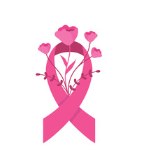 Poster - breast cancer awareness symbol ribbon and flower