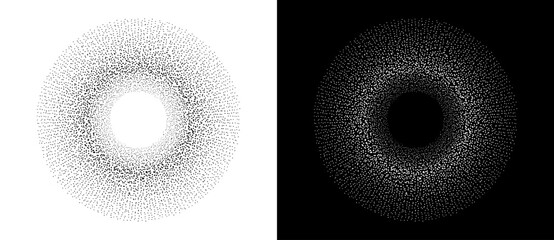 Poster - abstract background with random dots in circle. art design circle as logo or icon. a black figure on