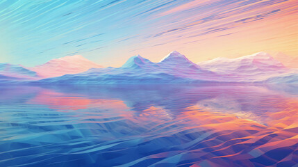 Canvas Print - glitch art, a snowy mountain range distorted by digital interference, vibrant glitch patterns inters