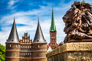 Poster - historic buildings at the old town of Luebeck - Germany