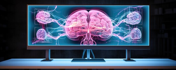 Wall Mural - Human brain ct scan at hospital. Gnerative Ai.