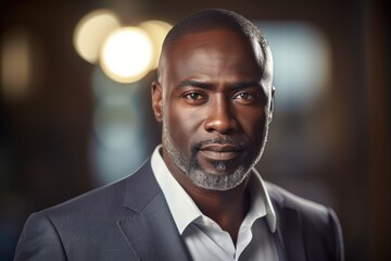 A mature, confident businessman with a beard and a serious expression in a studio portrait.