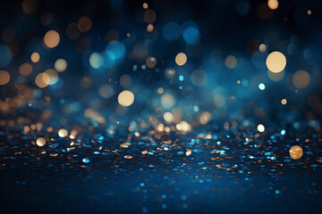 Decoration bokeh glitters background, abstract shiny backdrop with circles,modern design overlay with sparkling glimmers. Generated with AI