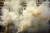 Fototapeta  - Smoke billowing from building exterior