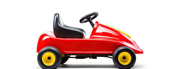  Go cart for children isolated. Small toy plastic car on white background.