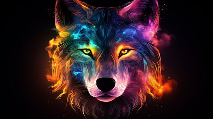 Naklejka na meble lobo brilhante, fundo de halloween colorido 