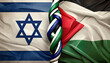 Knotted Israeli and Palestinian flags