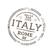 Rome Italy postage and postal rubber stamp, round seal. Vector post delivery emblem, postmark ink stamp. International mail control sign