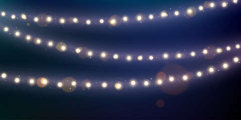 Wall Mural - christmas lights in dark night sky. holiday decoration