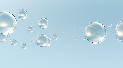 Sticker -  a group of bubbles floating in the air on a blue background with a light blue sky in the back ground.  generative ai