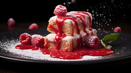 Wall Mural - Beautiful tasty cake with raspberries