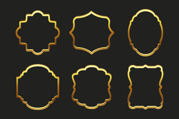 Collection of luxury golden curly frames for text, labels. Templates, icons, vector