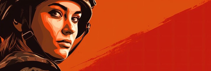 Wall Mural - A female soldier banner