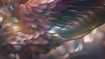 Wall Mural - A mermaids tail curls gracefully in this closeup shot, its iridescent scales reflecting the light and creating a dreamy, otherworldly effect.