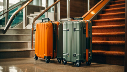 Suitcase in an empty airport