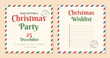 © Anamarija - Christmas party invitation and wishlist template. Christmas letter to Santa with stamp. Holiday gift registry.  Vector illustration.