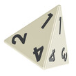© natatravel - White 4 sided die, tetrahedron dice. 3D rendering isolated on transparent background