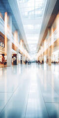 Poster - A blurry photo capturing the atmosphere of an airport lobby. Perfect for adding a sense of motion and excitement to travel-related projects.