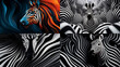 Zebra abstract background.  Black and white lines.
