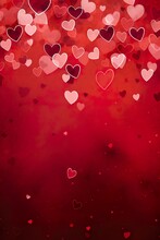 Red Background With Heart Shapes, Valentines Day Wallpaper Concept