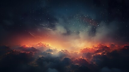 Wall Mural - space with stars and nebulas and colorful clouds wallpaper, multicolored vibrant cosmic background