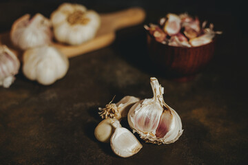 Wall Mural - fresh healthy garlic on the table