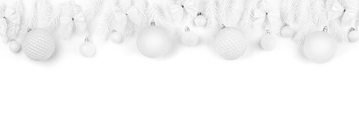 Wall Mural - White christmas border isolated on white