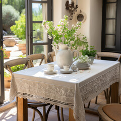 Wall Mural -  A tablecloth Provencal pattern lace luxury
