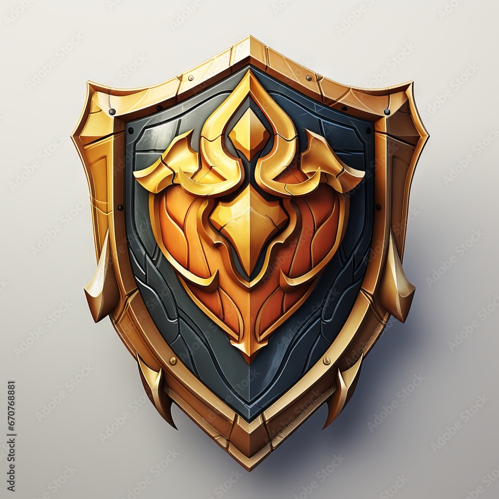 Shield Elements 3d shield that combines elements of traditional heraldry with a modern ...