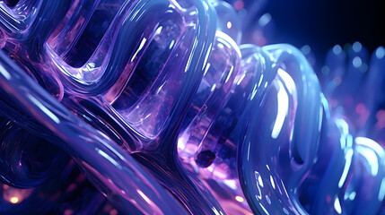 Abstract matte glass shape, super hyper zoom, high tech ultra sci fi scene, violet to blue color, dark background