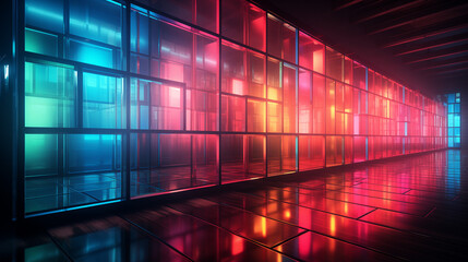 Wall Mural - a technology background with 3d neon cubes. generative ai.