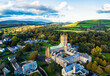 Buckfast Abbey and gardens from a drone, Buckfast, Totnes, Devon, England