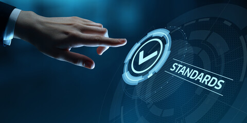 Wall Mural - standard quality control certification assurance guarantee internet business technology concept