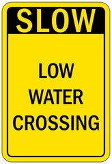 Sticker - Flood danger sign and labels low water crossing