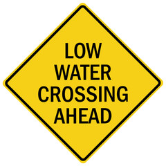 Sticker - Flood danger sign and labels low water crossing ahead