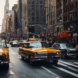 Fototapeta  - calle new york taxi